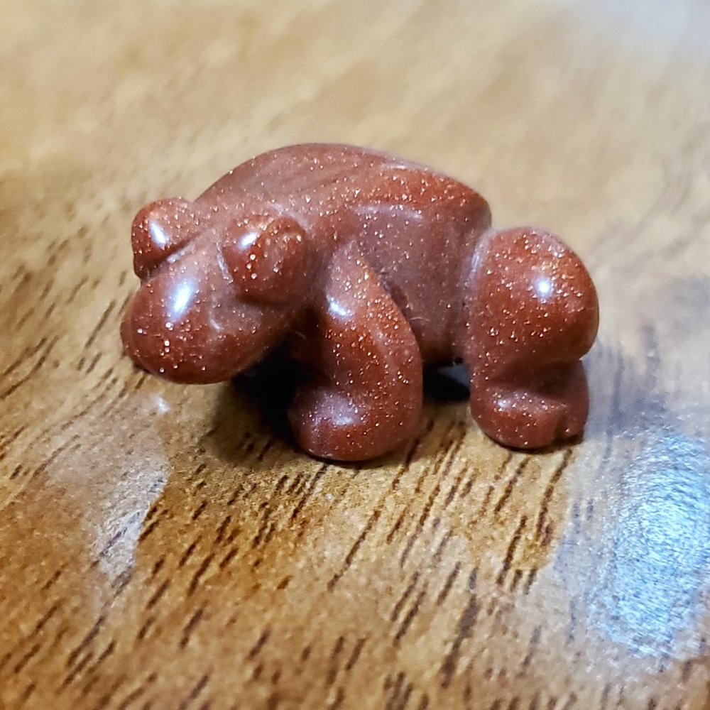 Miniature Goldstone Frog Figurine